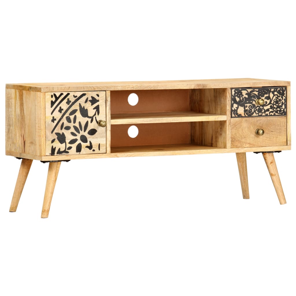 Meuble TV 100x30x45 cm bois massif de manguier - XIOS