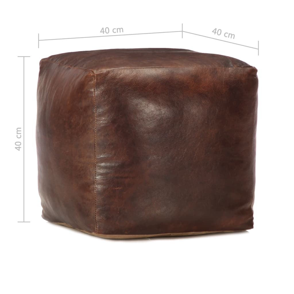Pouf 40 x 40 x 40 cm Marron foncé Cuir véritable de chèvre - XIOS