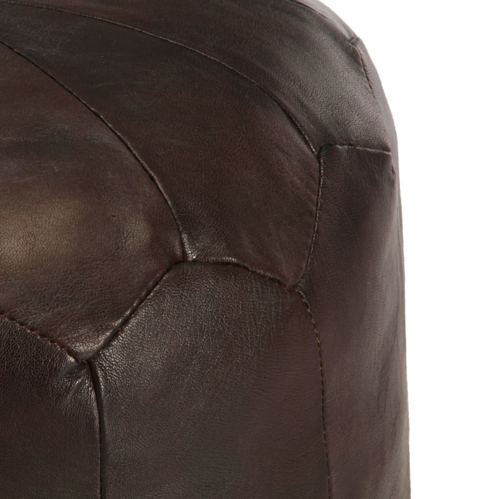 Pouf 40 x 35 cm Marron foncé Cuir véritable de chèvre - XIOS