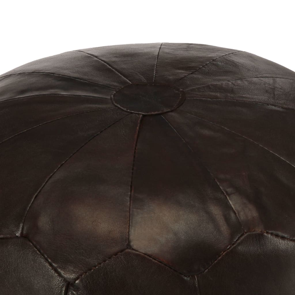 Pouf 40 x 35 cm Marron foncé Cuir véritable de chèvre - XIOS