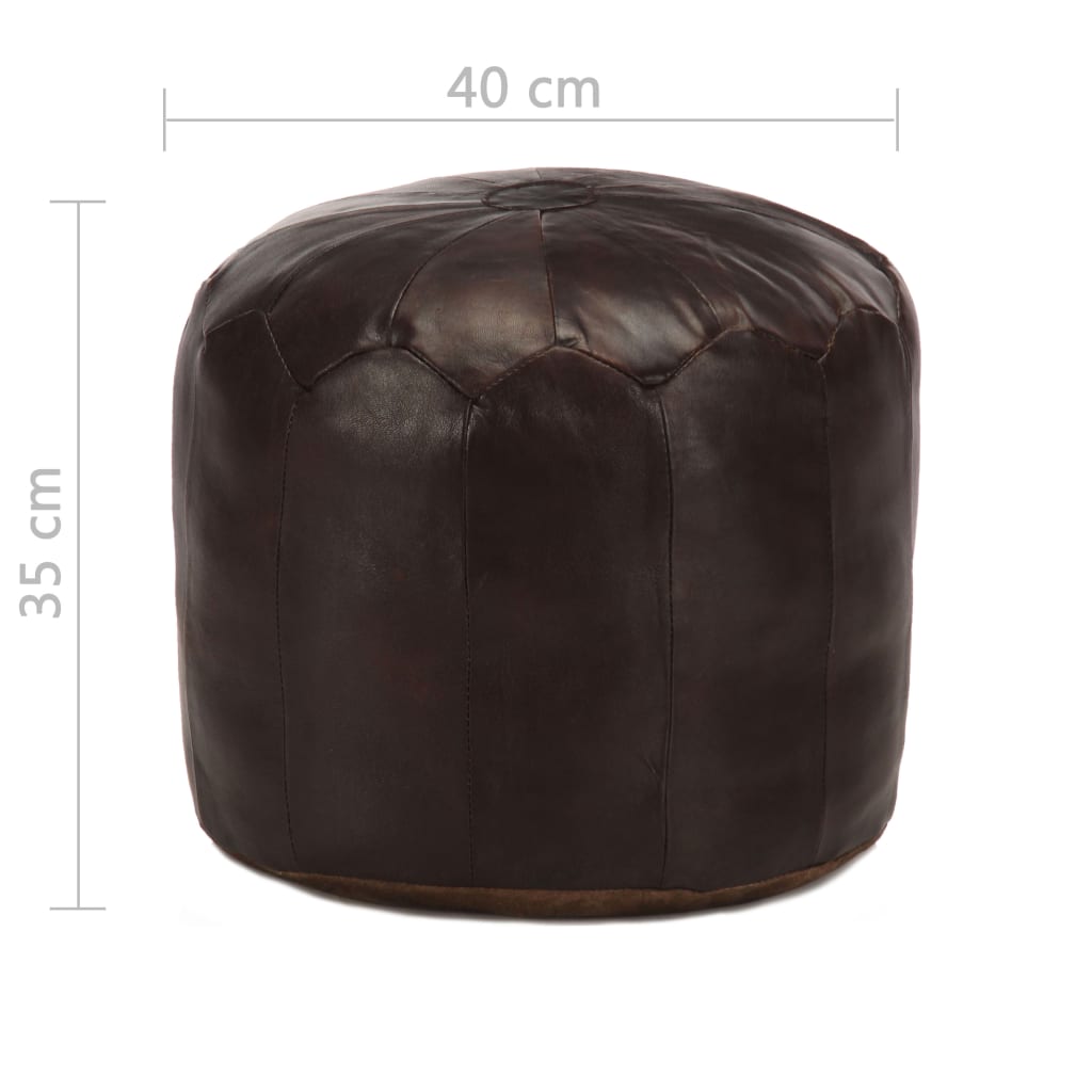 Pouf 40 x 35 cm Marron foncé Cuir véritable de chèvre - XIOS