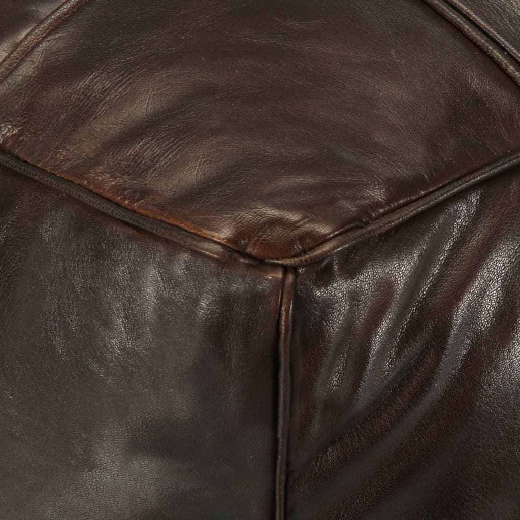 Pouf 60 x 60 x 30 cm Marron foncé Cuir véritable de chèvre - XIOS