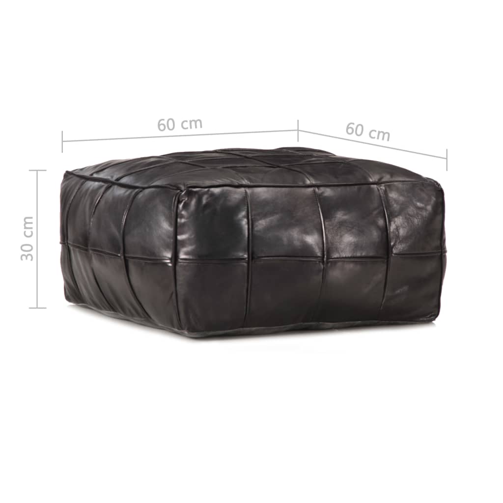 Pouf 60 x 60 x 30 cm Noir Cuir véritable de chèvre - XIOS