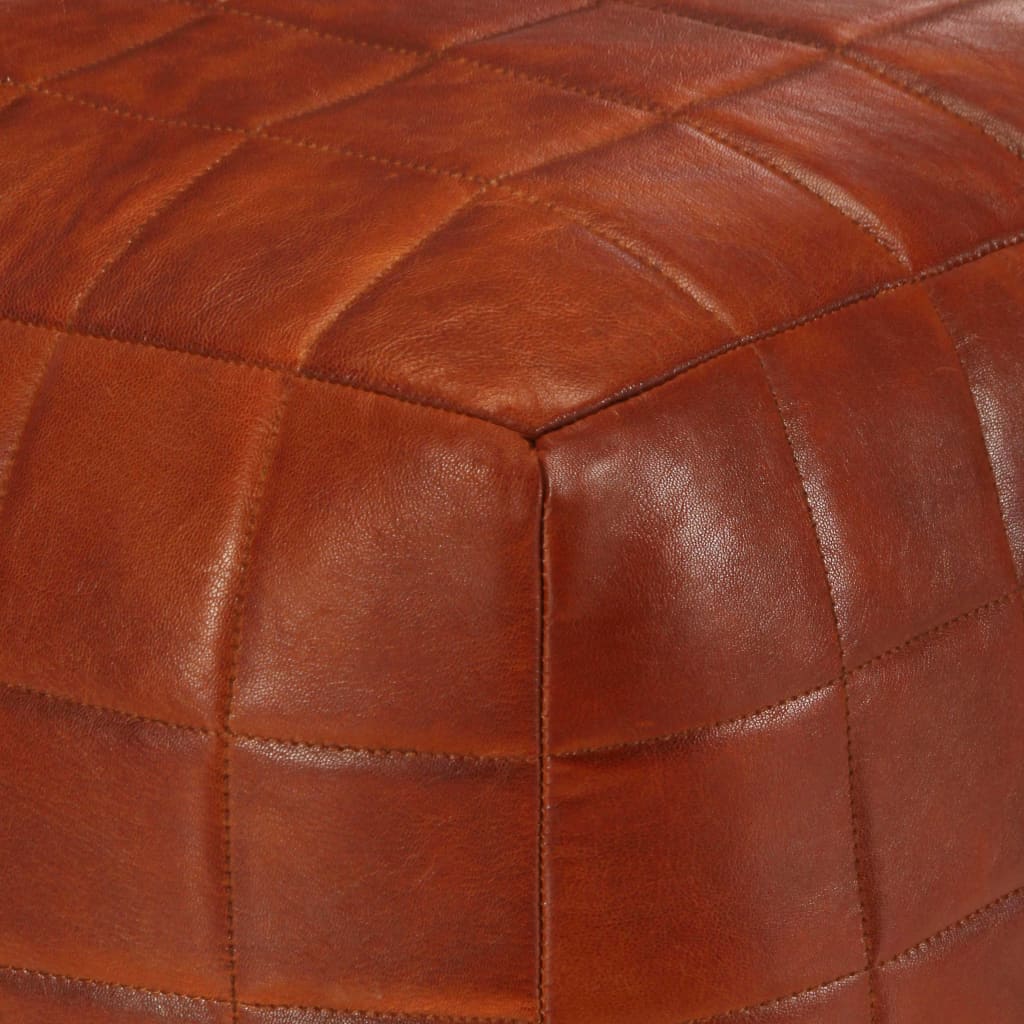 Pouf 40 x 40 x 40 cm Brun roux Cuir véritable de chèvre - XIOS