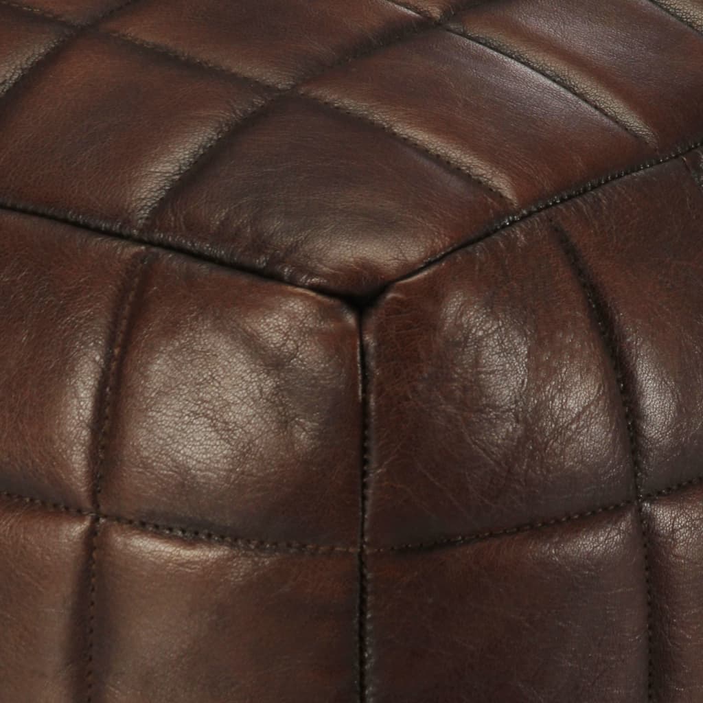 Pouf 40 x 40 x 40 cm Marron foncé Cuir véritable de chèvre - XIOS