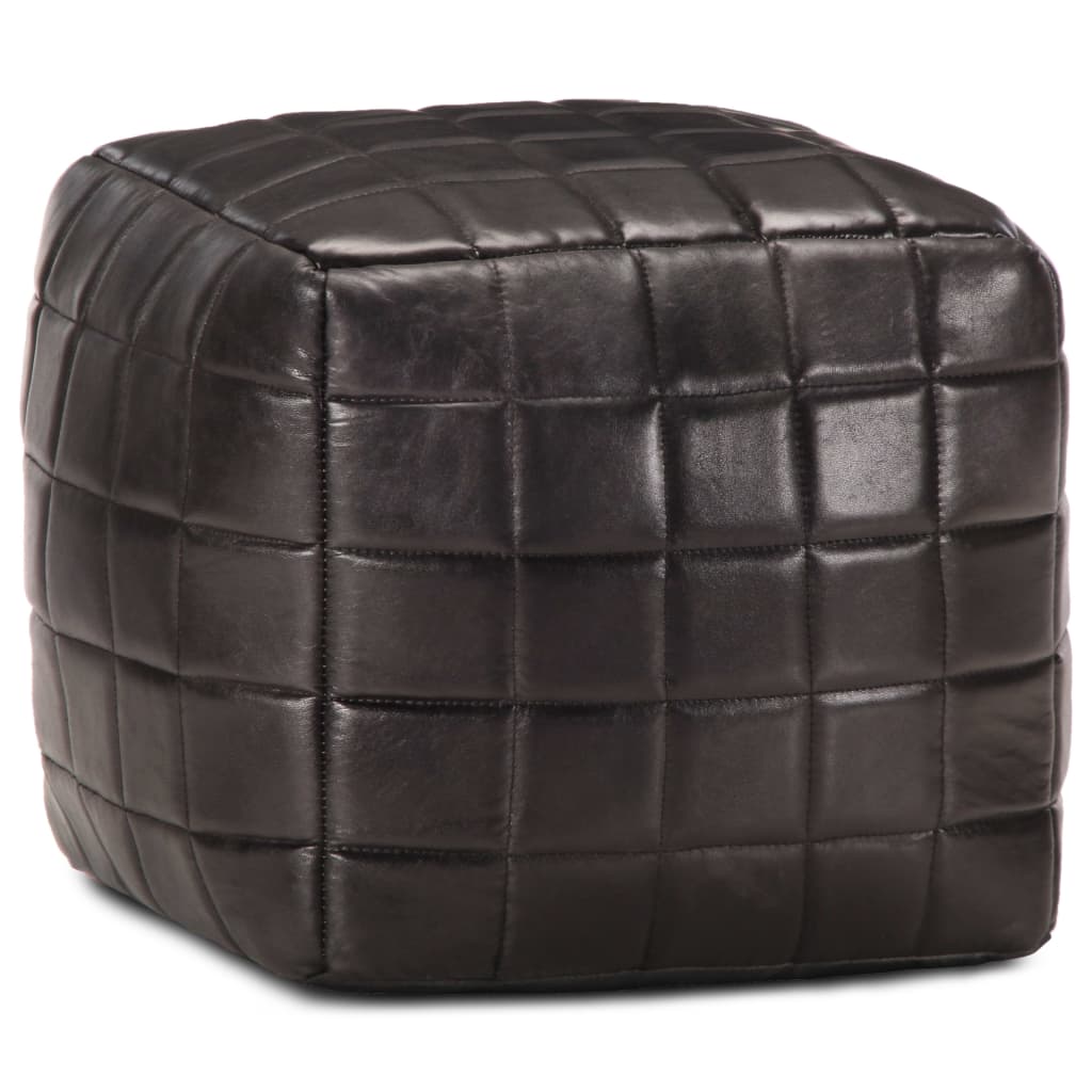 Pouf 40 x 40 x 40 cm Noir Cuir véritable de chèvre - XIOS