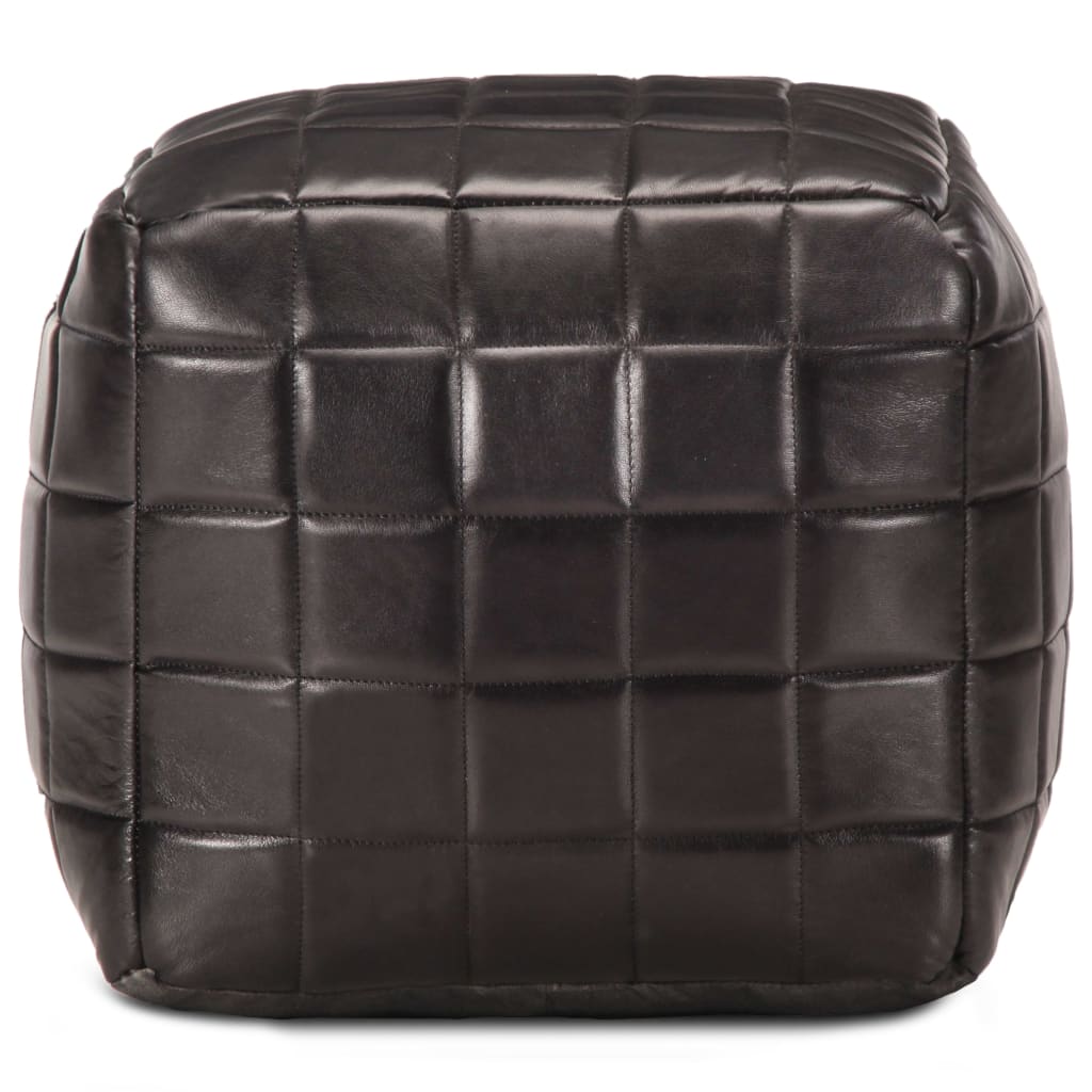 Pouf 40 x 40 x 40 cm Noir Cuir véritable de chèvre - XIOS