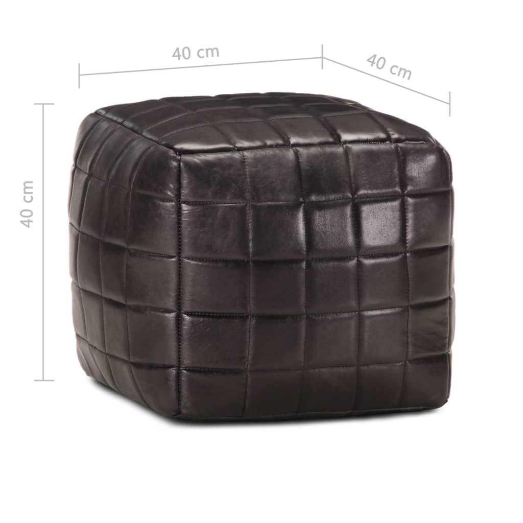 Pouf 40 x 40 x 40 cm Noir Cuir véritable de chèvre - XIOS