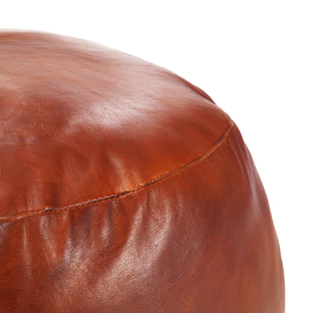 Pouf 60 x 30 cm Brun roux Cuir véritable de chèvre - XIOS