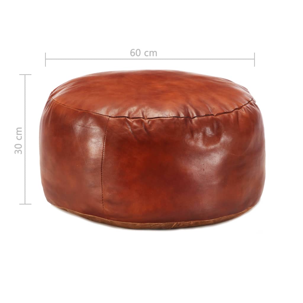 Pouf 60 x 30 cm Brun roux Cuir véritable de chèvre - XIOS