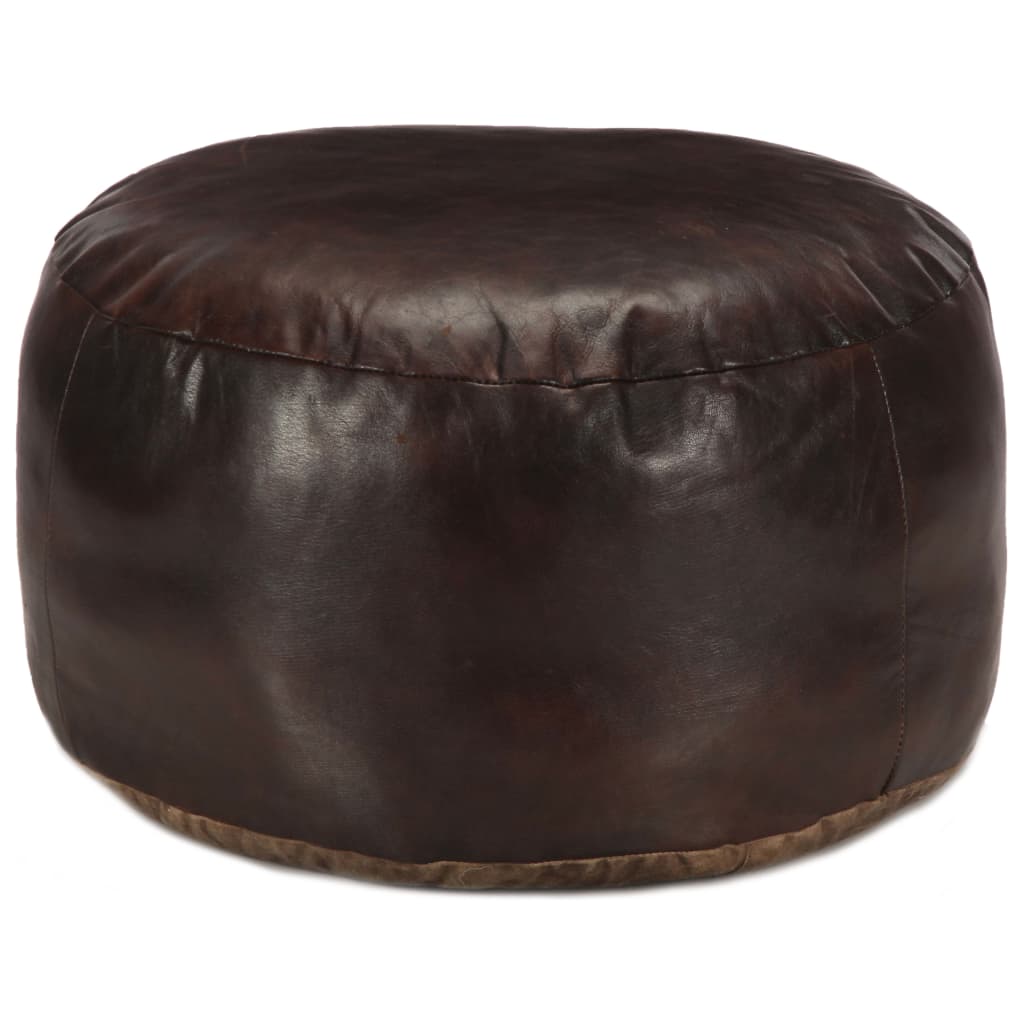 Pouf 60 x 30 cm Marron foncé Cuir véritable de chèvre - XIOS