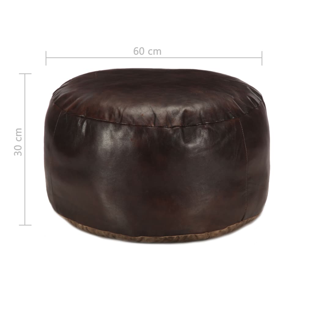 Pouf 60 x 30 cm Marron foncé Cuir véritable de chèvre - XIOS