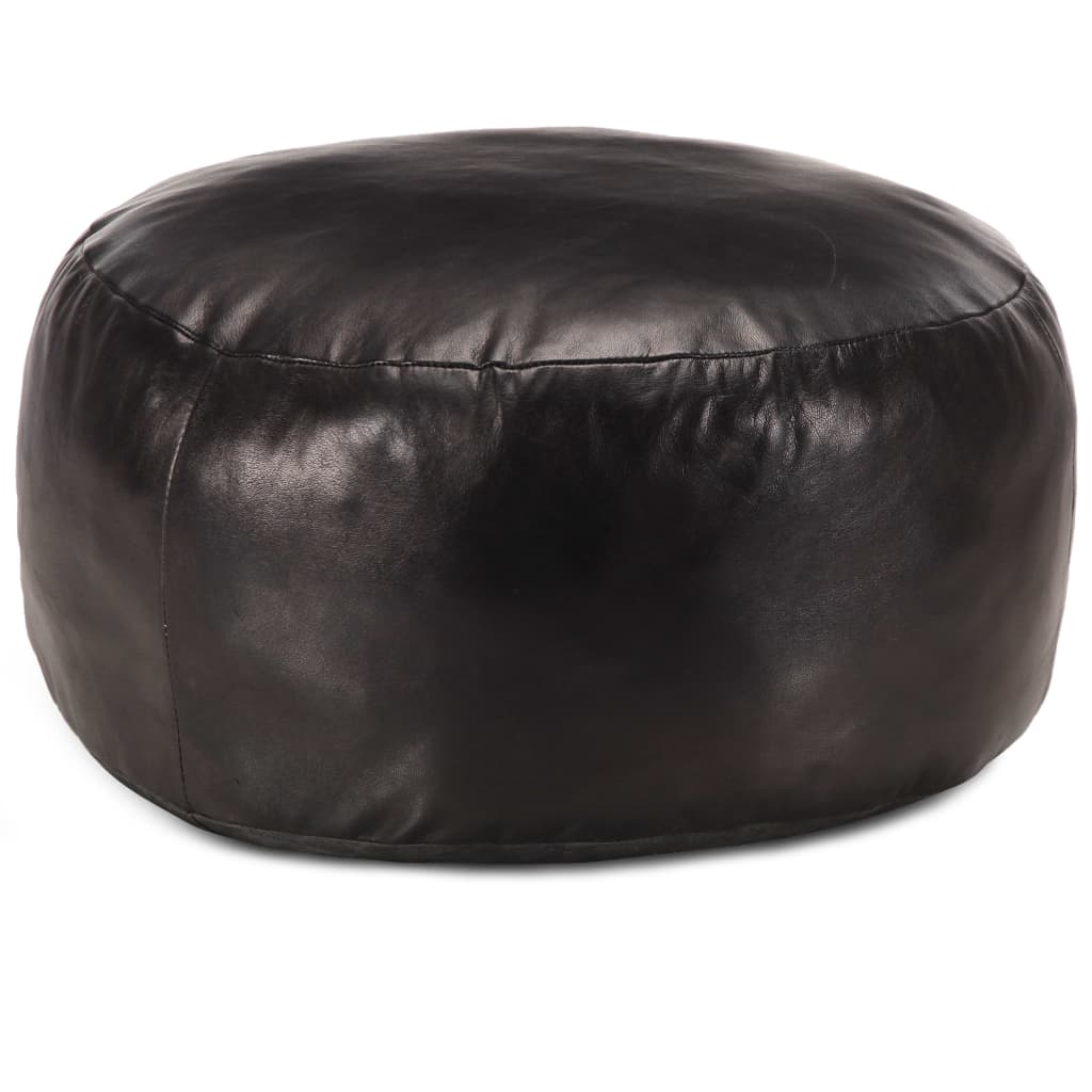 Pouf 60 x 30 cm Noir Cuir véritable de chèvre - XIOS
