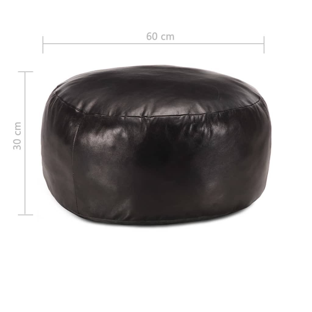Pouf 60 x 30 cm Noir Cuir véritable de chèvre - XIOS