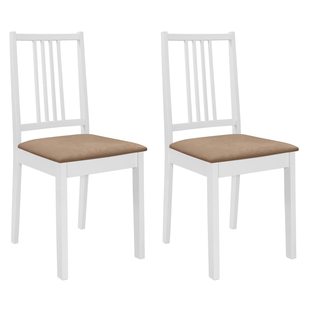 Chaises à manger avec coussins lot de 2 blanc bois solide - XIOS
