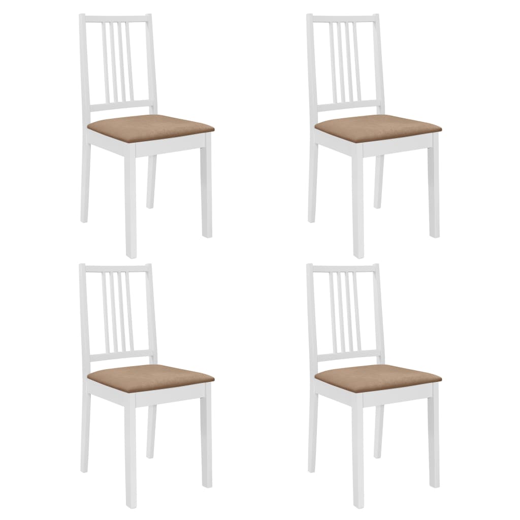 Chaises à manger avec coussins lot de 4 blanc bois solide - XIOS