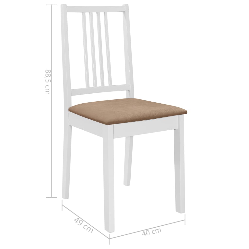 Chaises à manger avec coussins lot de 4 blanc bois solide - XIOS