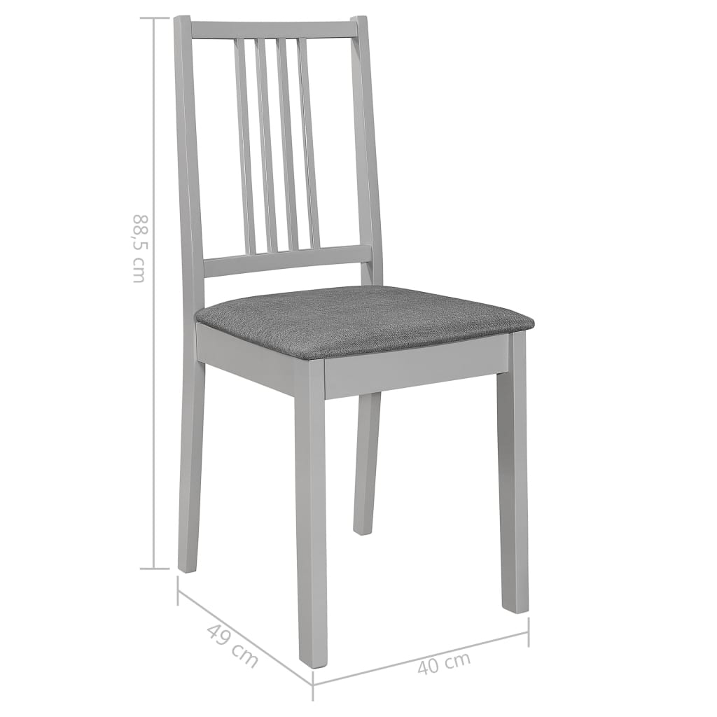 Chaises à manger avec coussins lot de 2 gris bois solide - XIOS