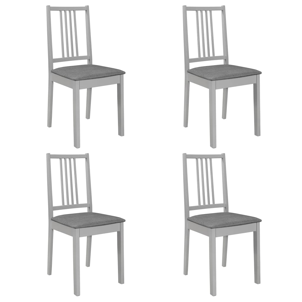 Chaises à manger avec coussins lot de 4 gris bois solide - XIOS