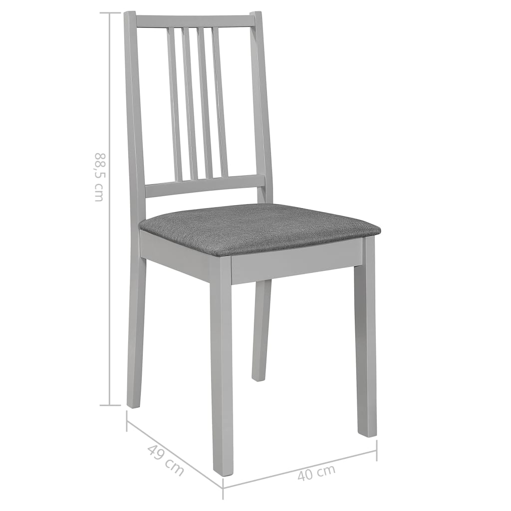 Chaises à manger avec coussins lot de 4 gris bois solide - XIOS