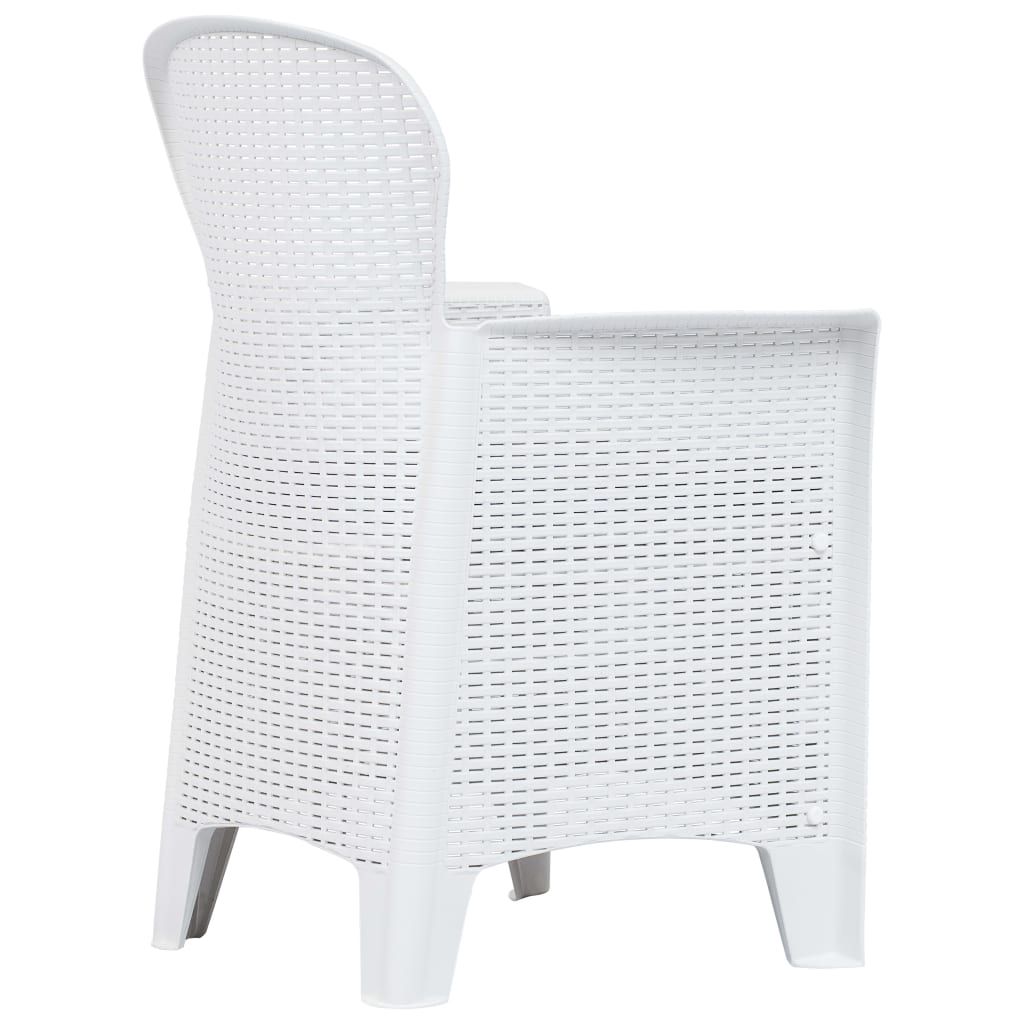 Ensemble de bistro 3 pcs Plastique Blanc Aspect de rotin