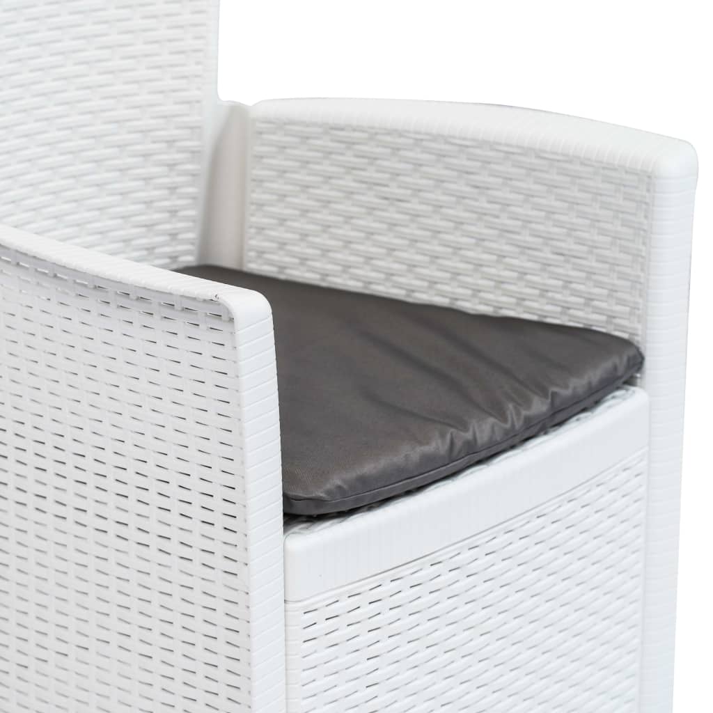 Ensemble à manger d'extérieur 5pcs Plastique Blanc Aspect rotin