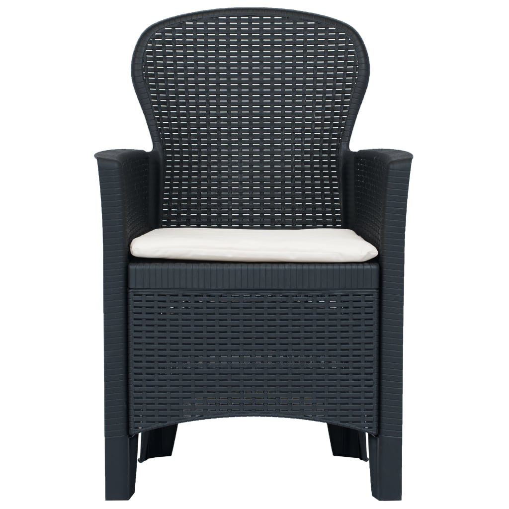 Ensemble de bistro 3 pcs Plastique Anthracite Aspect de rotin