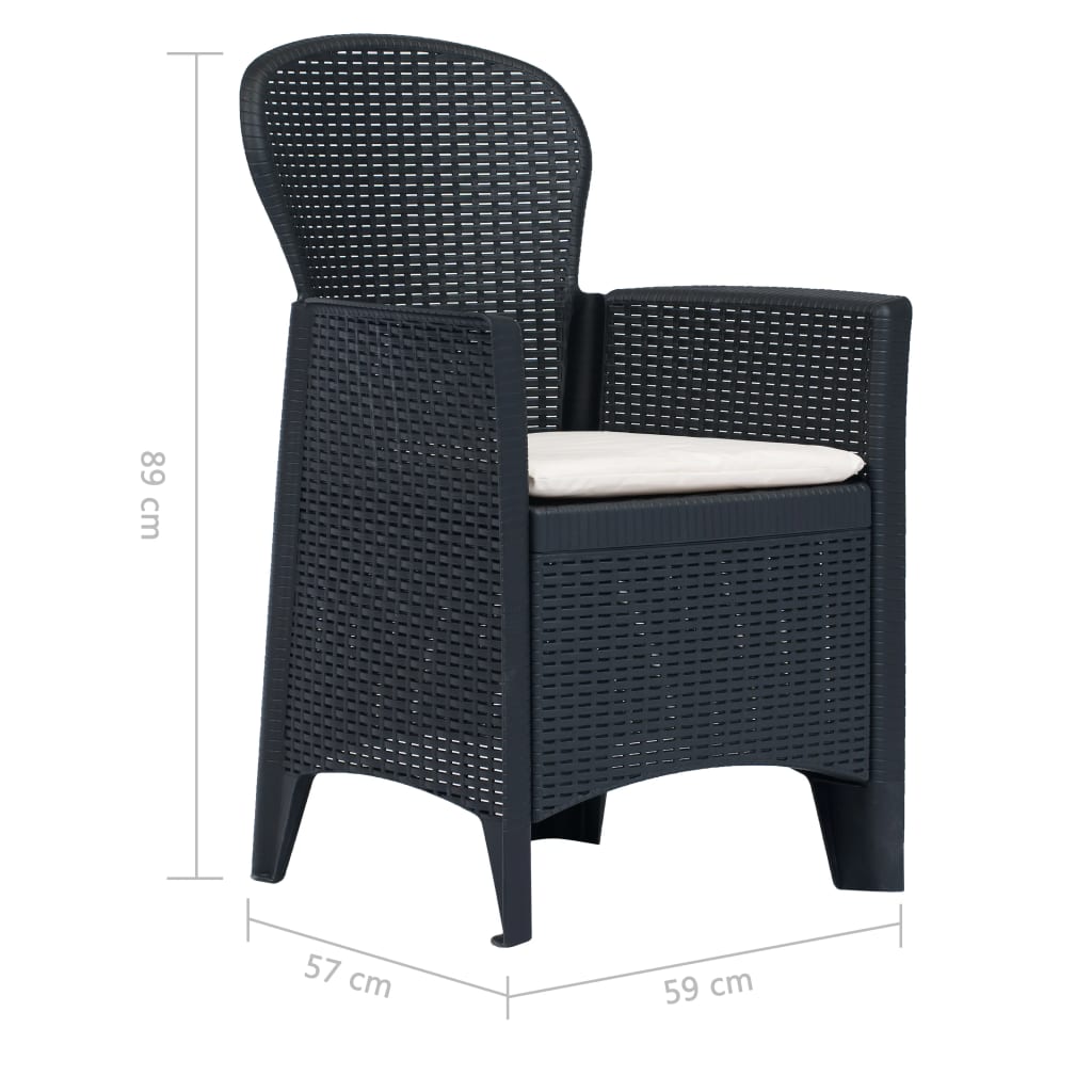 Ensemble à manger d'extérieur 5 pcs Plastique Aspect de rotin
