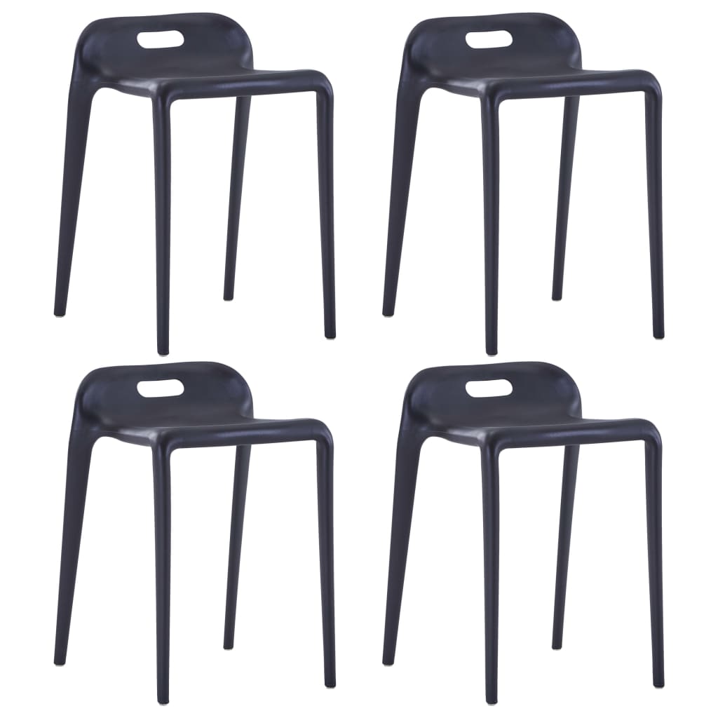 Tabourets empilables lot de 4 noir plastique - XIOS
