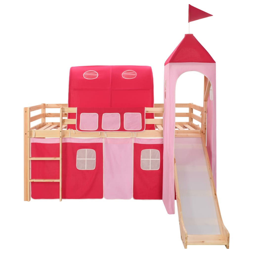 Lit mezzanine d'enfants avec toboggan et échelle Pin 208x230 cm - XIOS