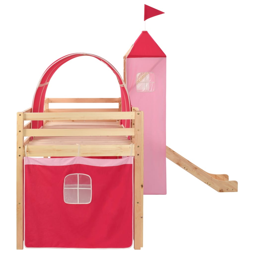 Lit mezzanine d'enfants avec toboggan et échelle Pin 208x230 cm - XIOS