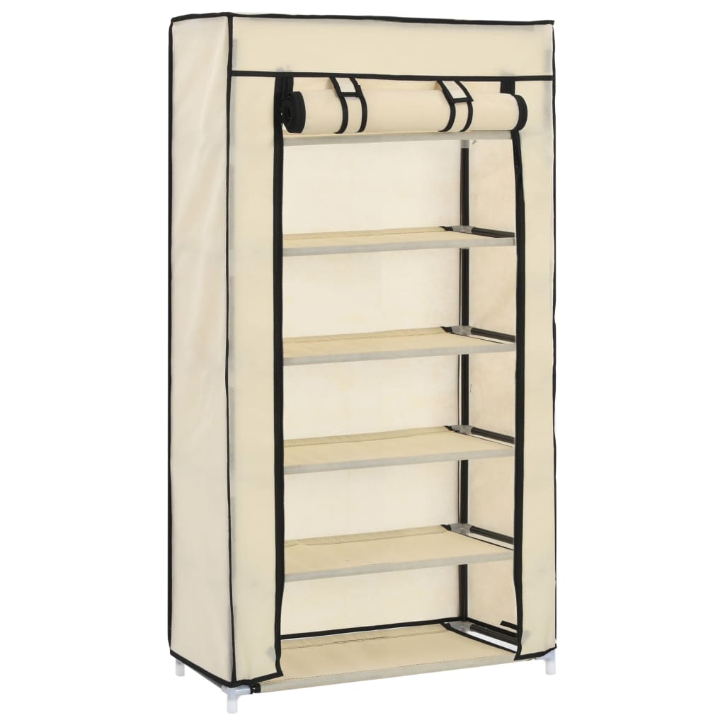 Armoire à chaussures avec housse Crème 58x28x106 cm Tissu - XIOS