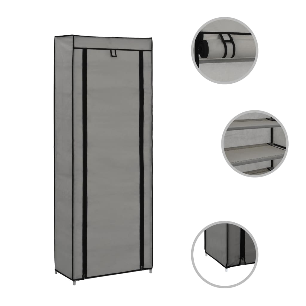 Armoire à chaussures avec housse Gris 57x29x162 cm Tissu - XIOS
