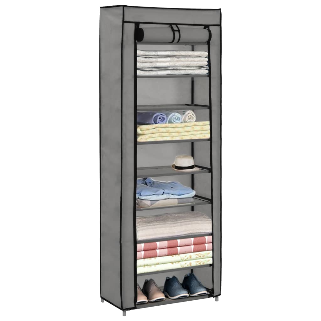 Armoire à chaussures avec housse Gris 57x29x162 cm Tissu - XIOS