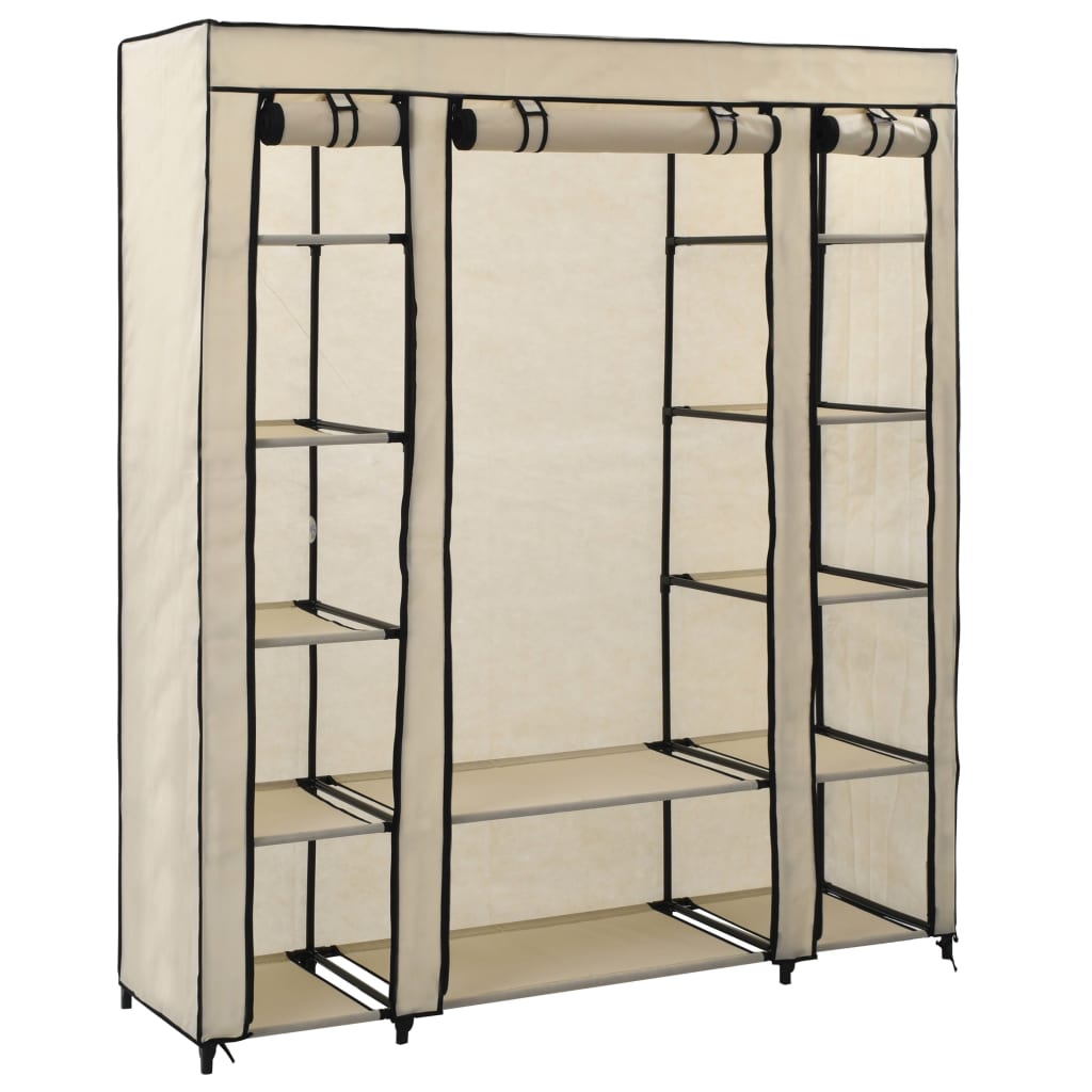 Armoire avec compartiments et tiges Crème 150x45x176 cm Tissu - XIOS