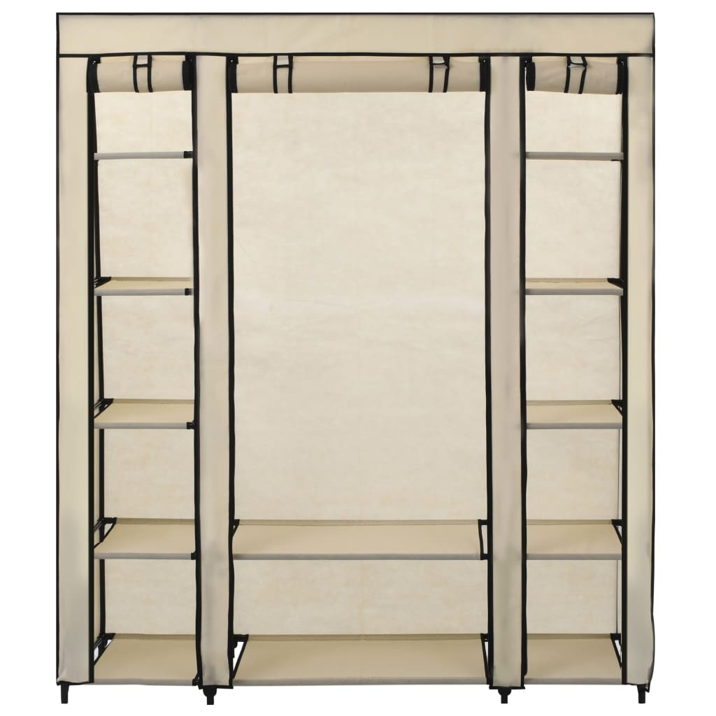 Armoire avec compartiments et tiges Crème 150x45x176 cm Tissu - XIOS
