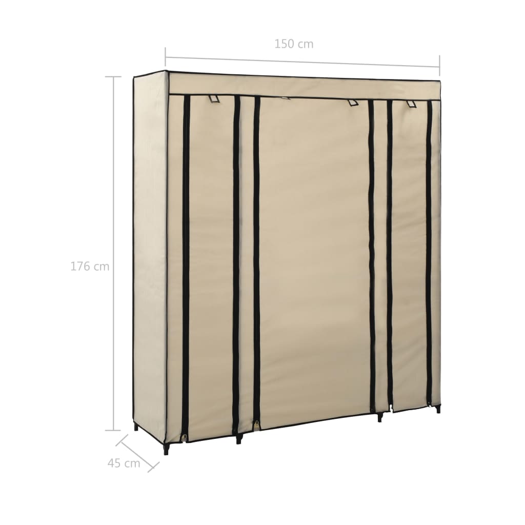 Armoire avec compartiments et tiges Crème 150x45x176 cm Tissu - XIOS