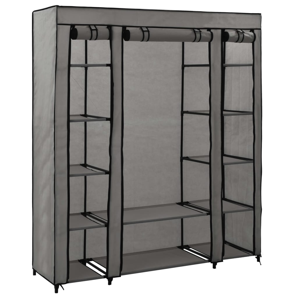 Armoire avec compartiments et tiges Gris 150x45x176 cm Tissu - XIOS