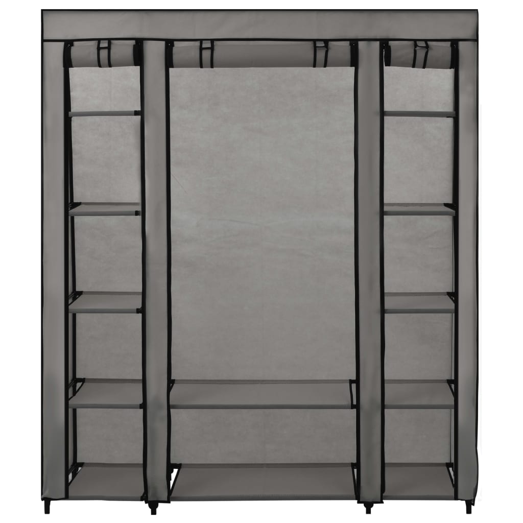 Armoire avec compartiments et tiges Gris 150x45x176 cm Tissu - XIOS