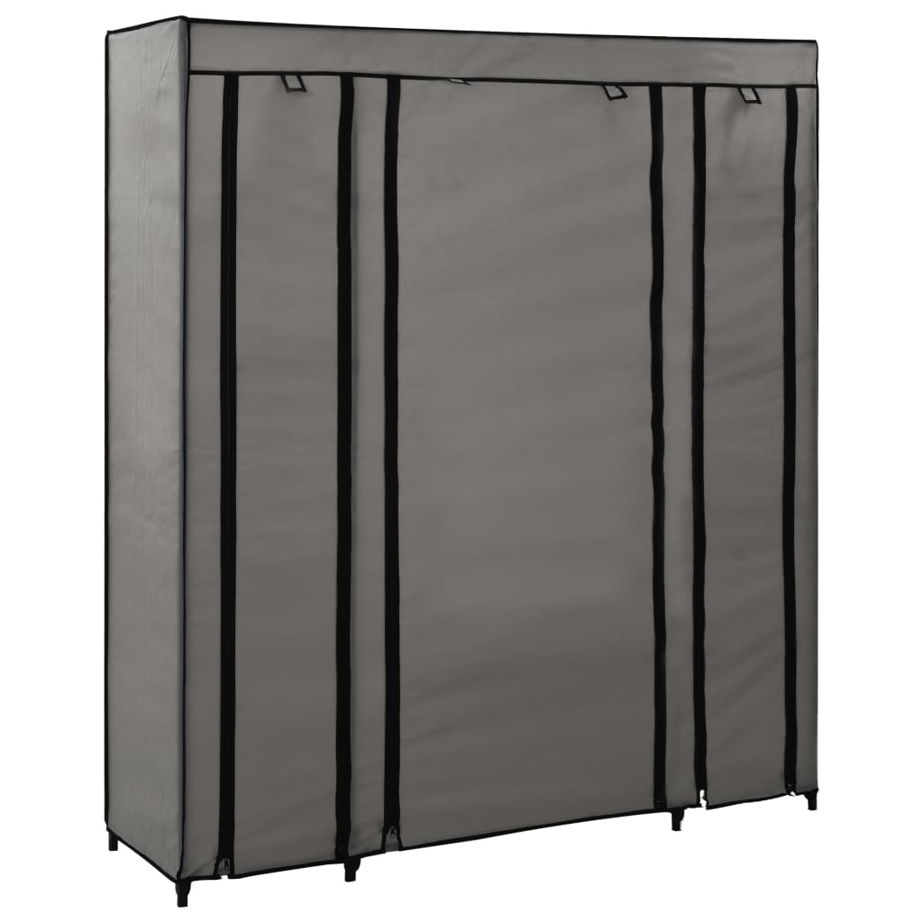 Armoire avec compartiments et tiges Gris 150x45x176 cm Tissu - XIOS