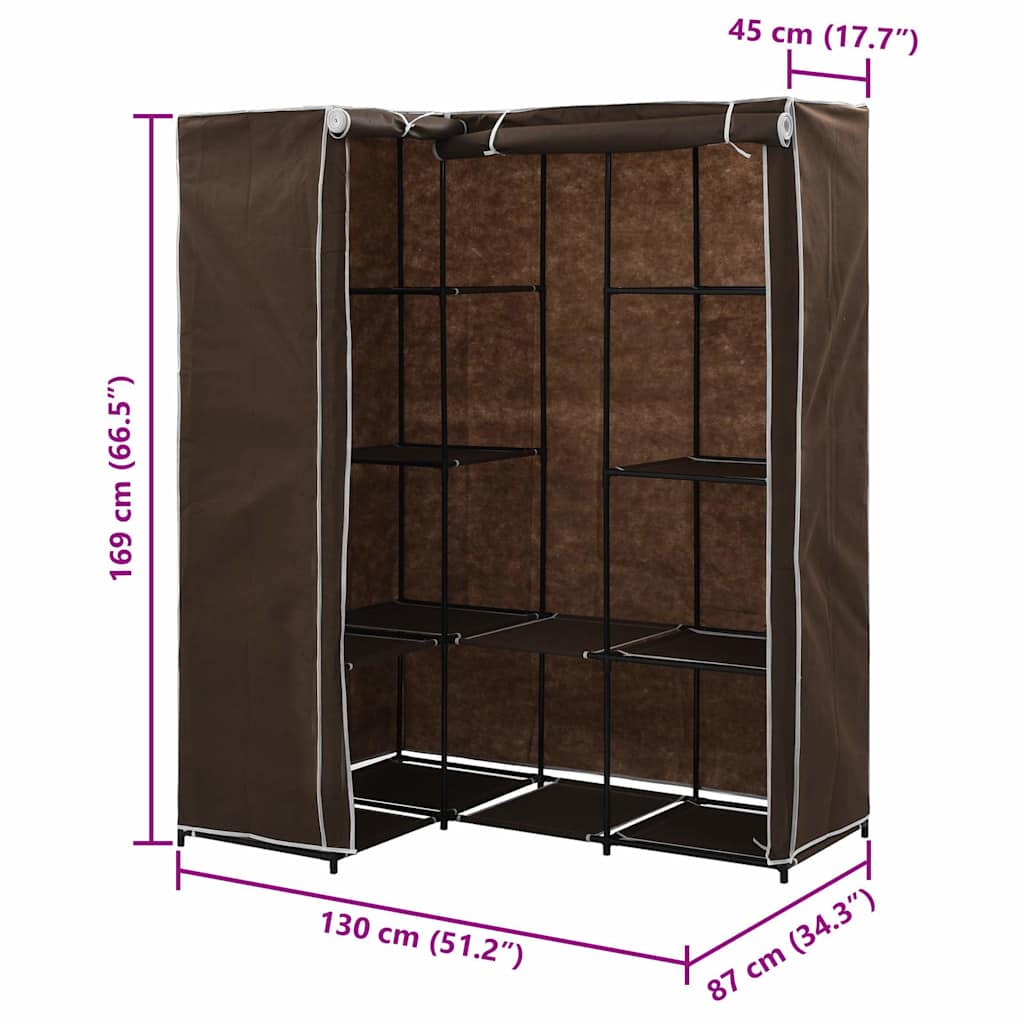 Garde-robe d'angle Marron 130x87x169 cm - XIOS