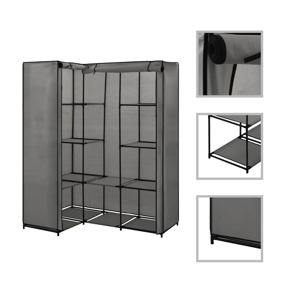 Garde-robe d'angle Gris 130 x 87 x 169 cm - XIOS