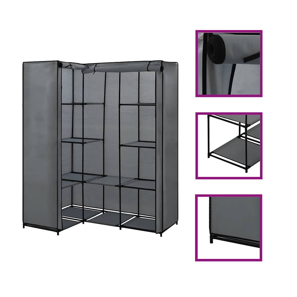 Garde-robe d'angle Gris 130 x 87 x 169 cm - XIOS