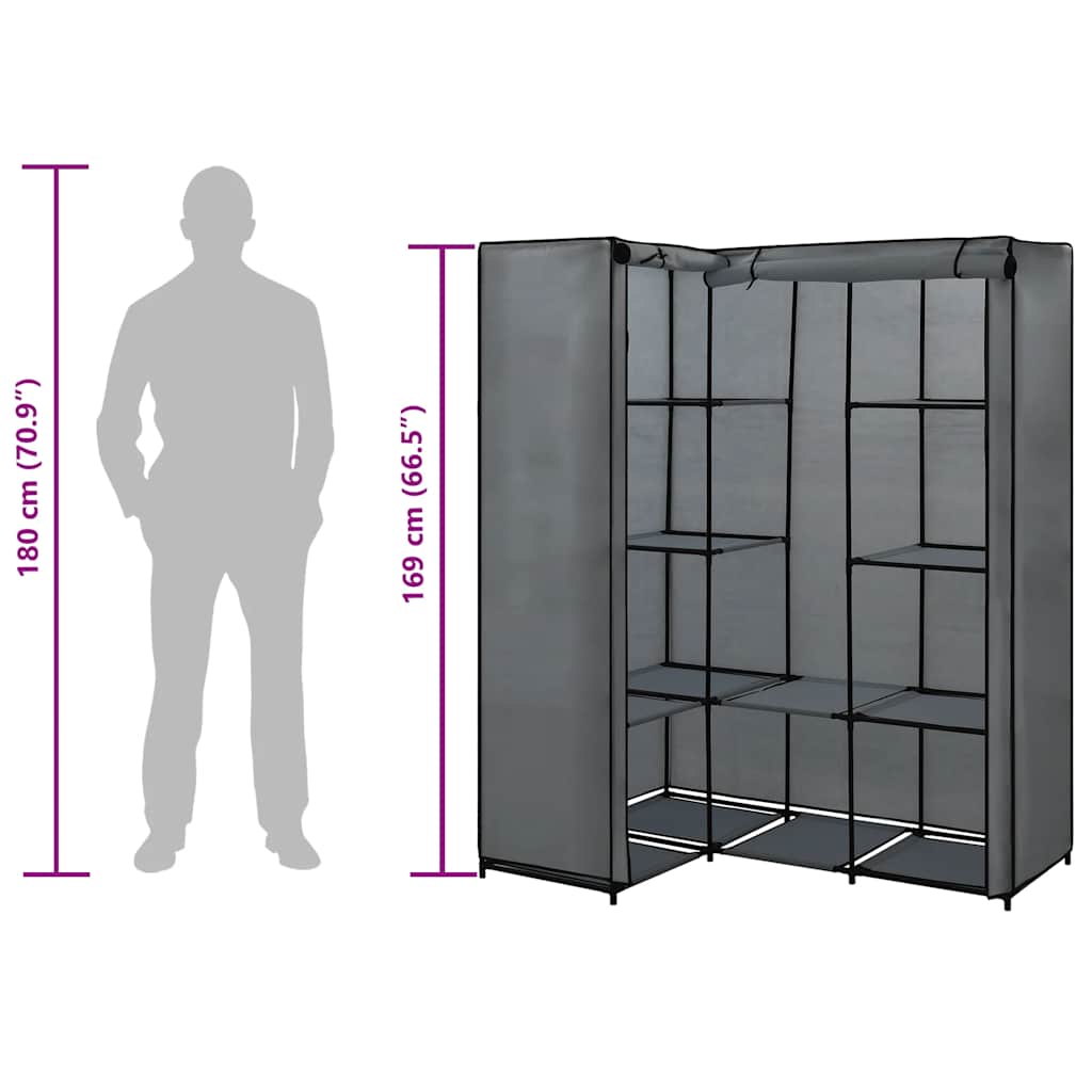 Garde-robe d'angle Gris 130 x 87 x 169 cm - XIOS