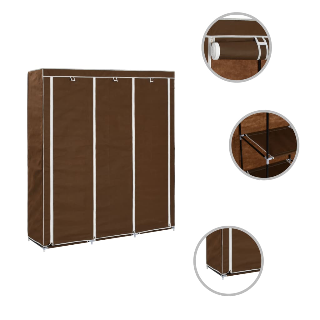 Armoire avec compartiments et barres Marron 150x45x175 cm Tissu - XIOS