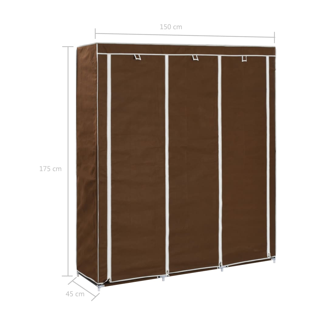 Armoire avec compartiments et barres Marron 150x45x175 cm Tissu - XIOS