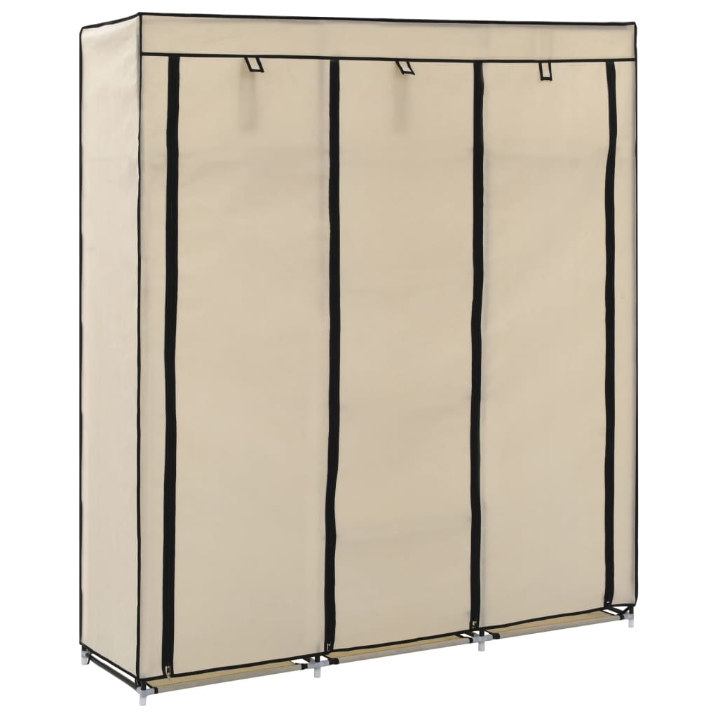 Armoire avec compartiments et barres Crème 150x45x175 cm Tissu - XIOS