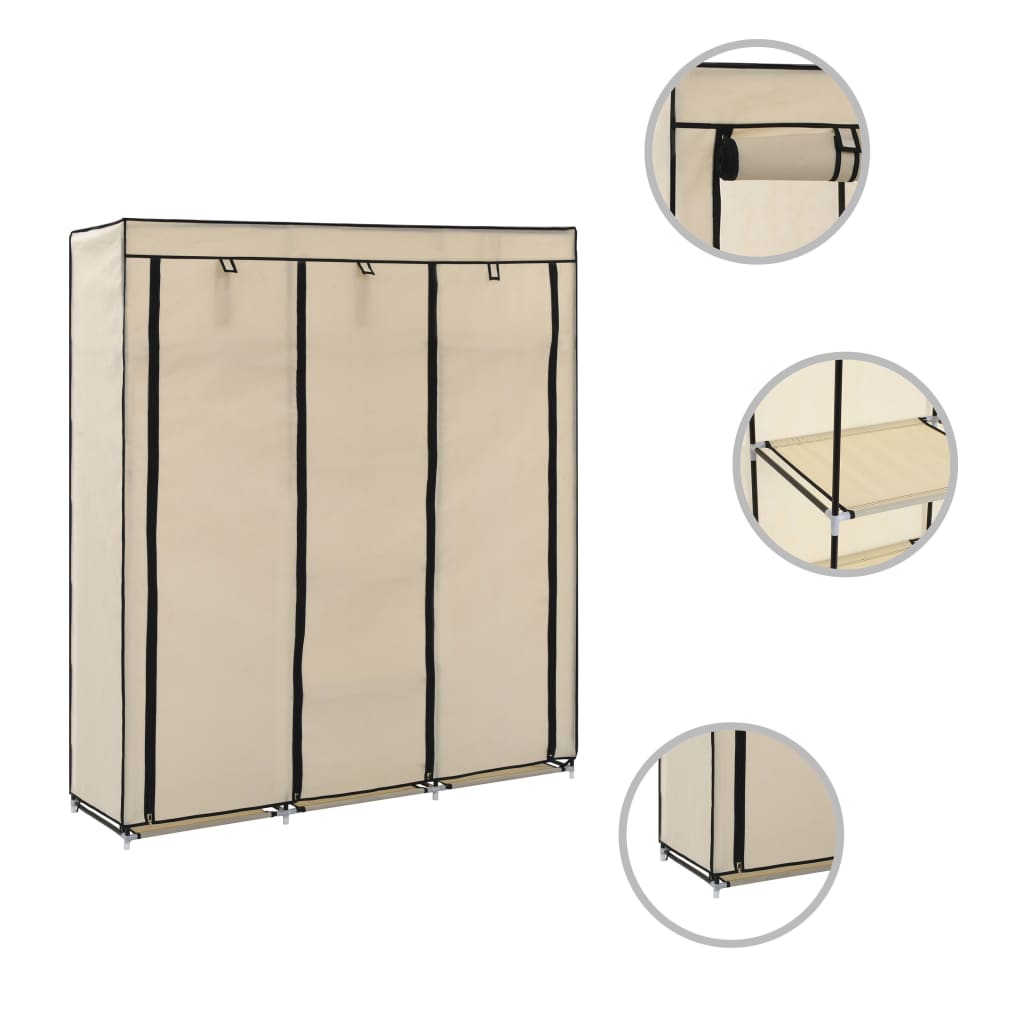 Armoire avec compartiments et barres Crème 150x45x175 cm Tissu - XIOS