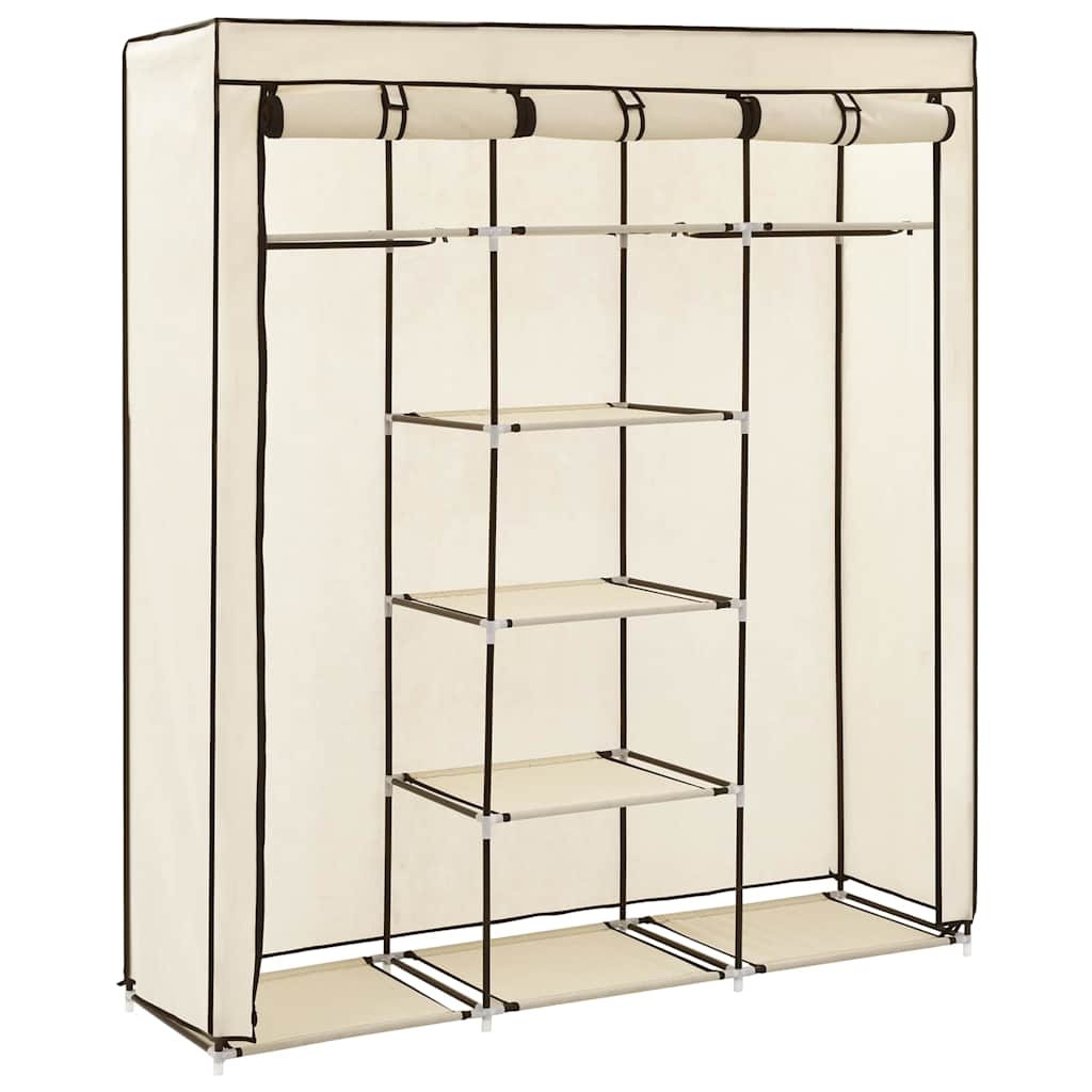 Armoire avec compartiments et barres Crème 150x45x175 cm Tissu - XIOS