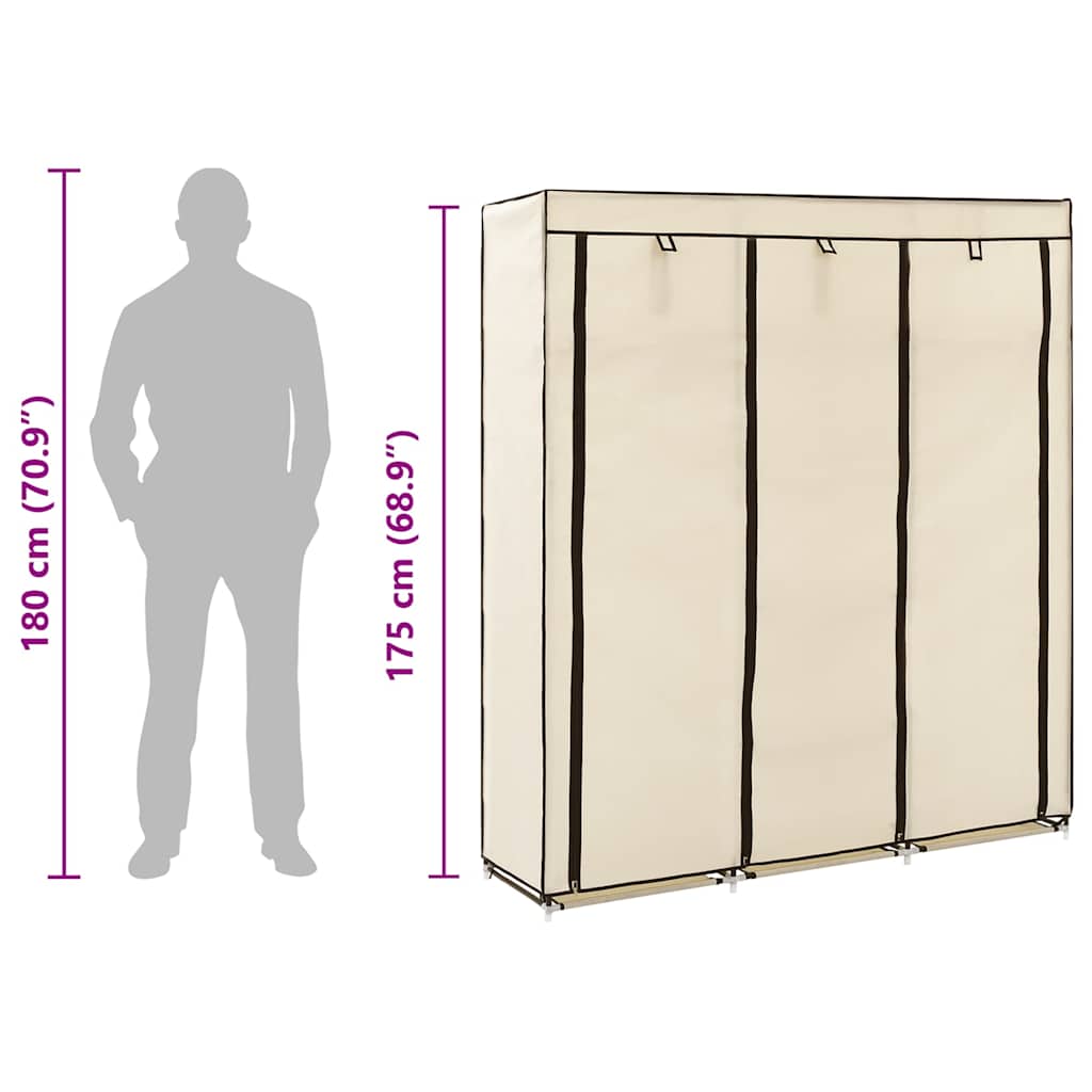 Armoire avec compartiments et barres Crème 150x45x175 cm Tissu - XIOS